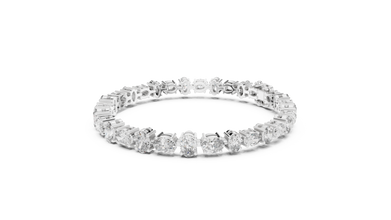 Oval Moissanite Tennis Bracelet in white 925 sterling silver, view 2