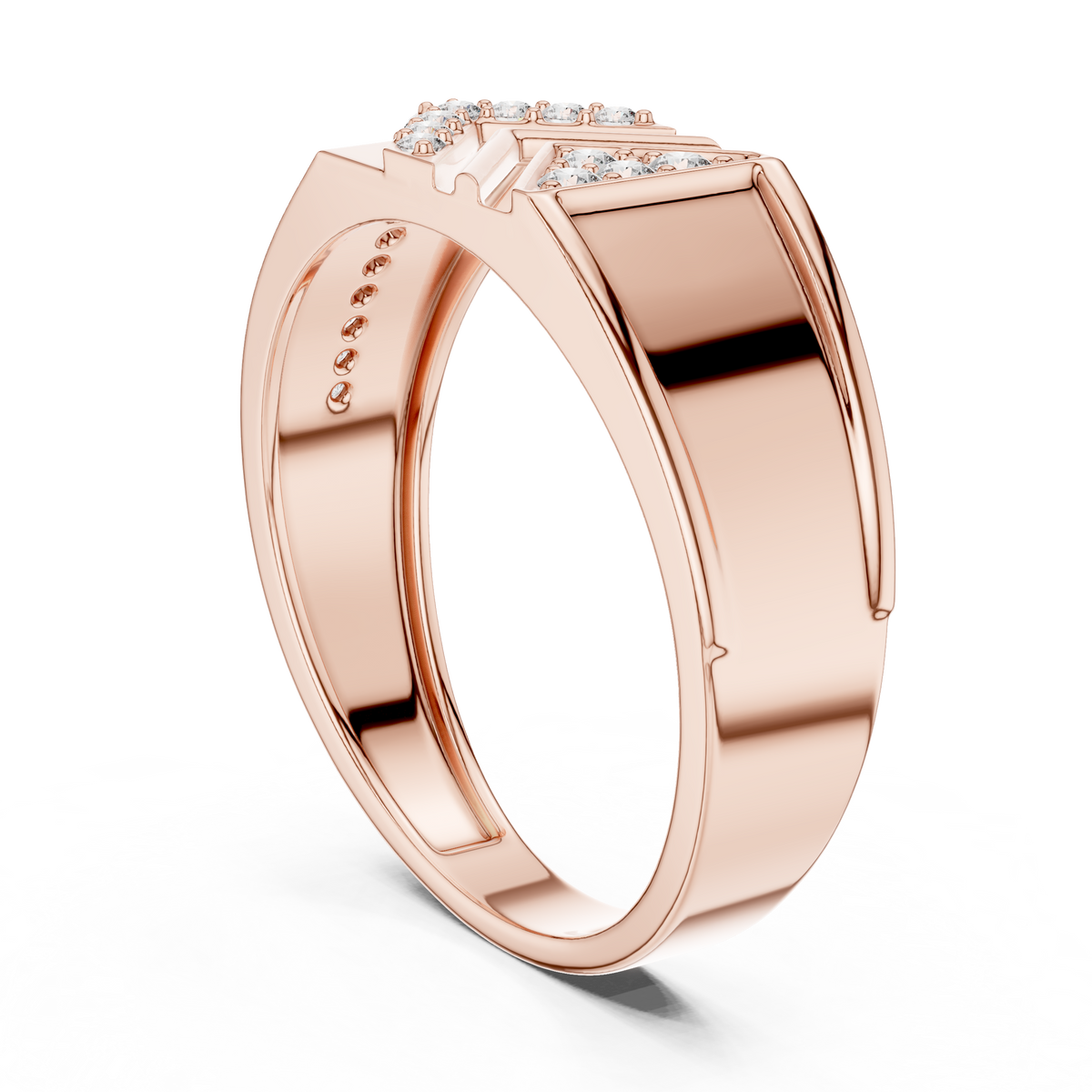 Men's Chevron Arrow Pavé Wide Moissanite Band in rose 925 sterling silver, view 1