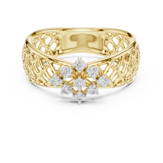 Lattice Star Cluster Moissanite Band in yellow 925 sterling silver, view 4