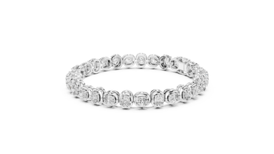 Cushion Cut Moissanite Tennis Bracelet in white 925 sterling silver, view 2