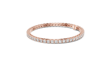 Round Moissanite Classic Tennis Bracelet in rose 925 sterling silver, view 2
