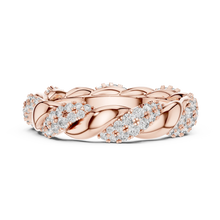 Twisted Rope Pavé Moissanite Eternity Band in rose 925 sterling silver, view 3