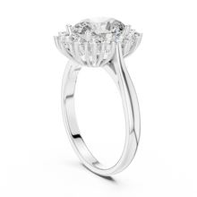 Oval Halo Moissanite Engagement Ring in white 925 sterling silver, view 1
