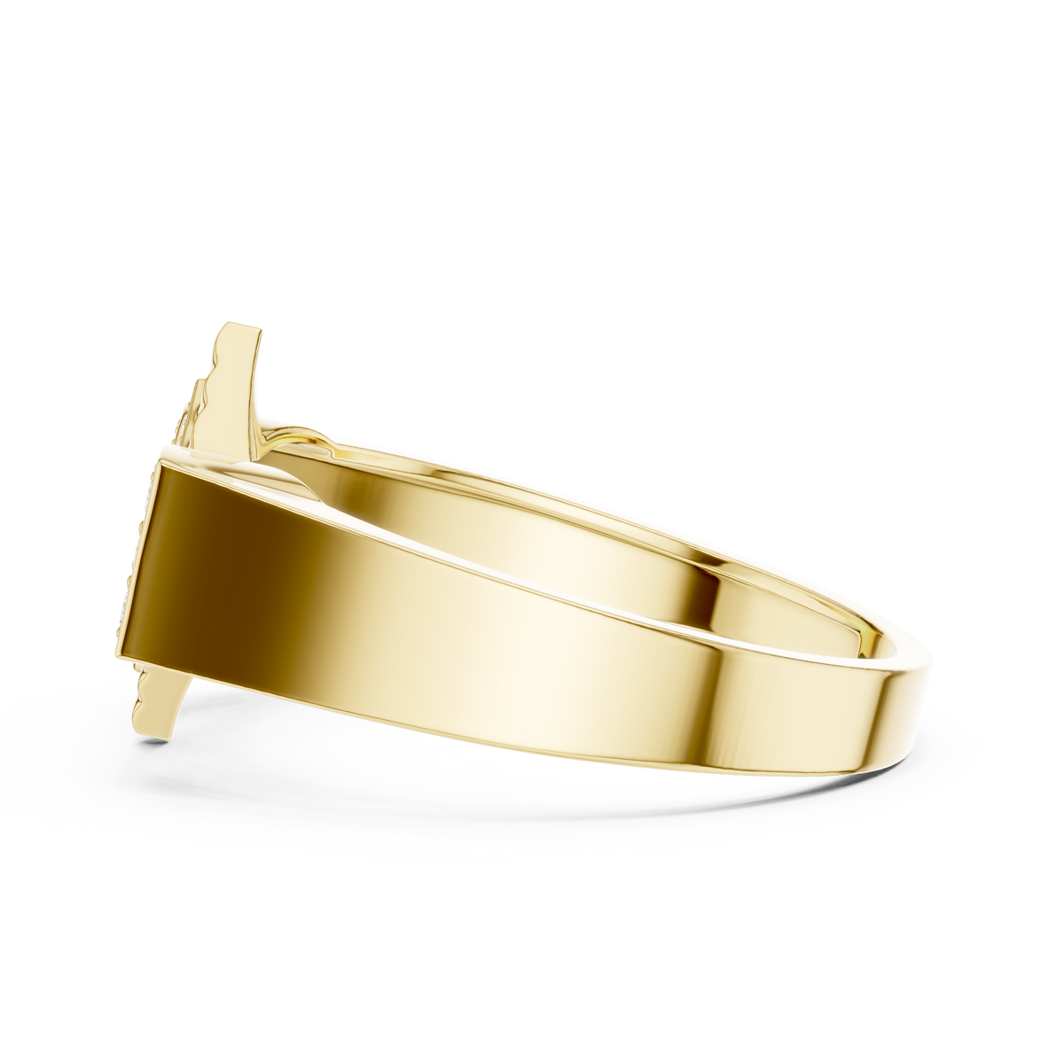 Men's Pavé Rhombus Wide Moissanite Band in yellow 925 sterling silver, view 3