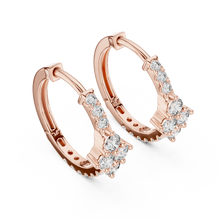 Moissanite cluster huggie hoop earrings in rose 925 sterling silver, view 2