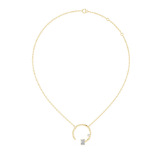 Open Circle Emerald Cut Moissanite Pendant in yellow 925 sterling silver, view 1
