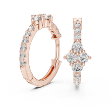 Moissanite cluster huggie hoop earrings in rose 925 sterling silver, view 1