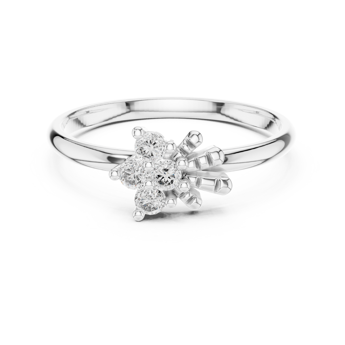 Petite Cluster Spray Moissanite Ring in white 925 sterling silver, view 4