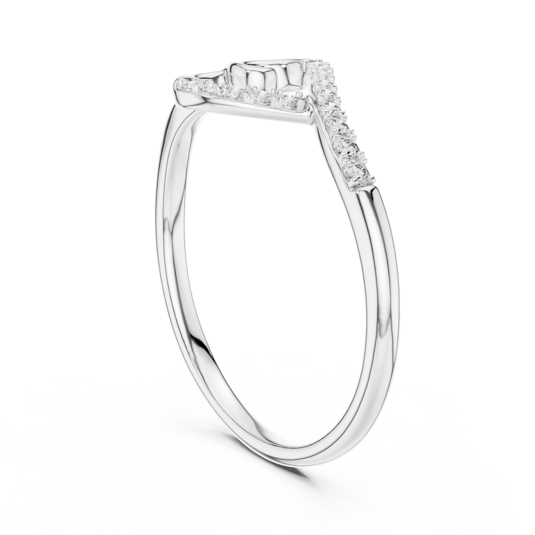 Open Heart Swirl Moissanite Ring in white 925 sterling silver, view 1