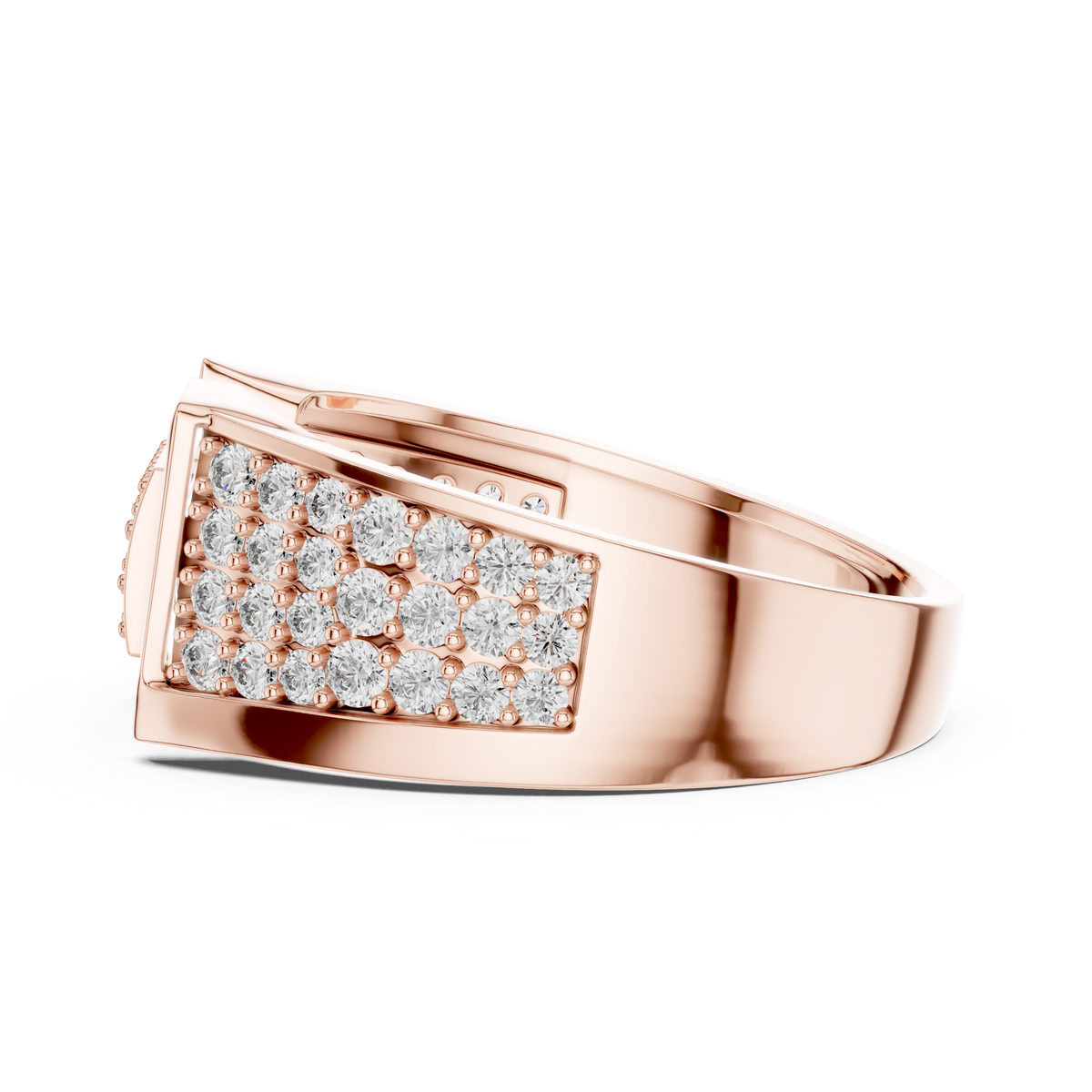 Geometric Pavé Panel Moissanite Statement Band in rose 925 sterling silver, view 3
