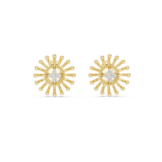 Moissanite Starburst Stud Earrings in yellow 925 sterling silver, view 4
