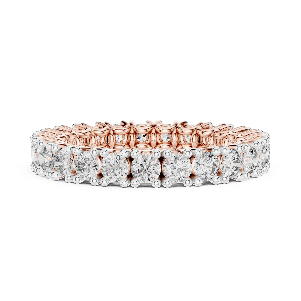 Full Eternity Moissanite Band in rose 925 sterling silver, view 3