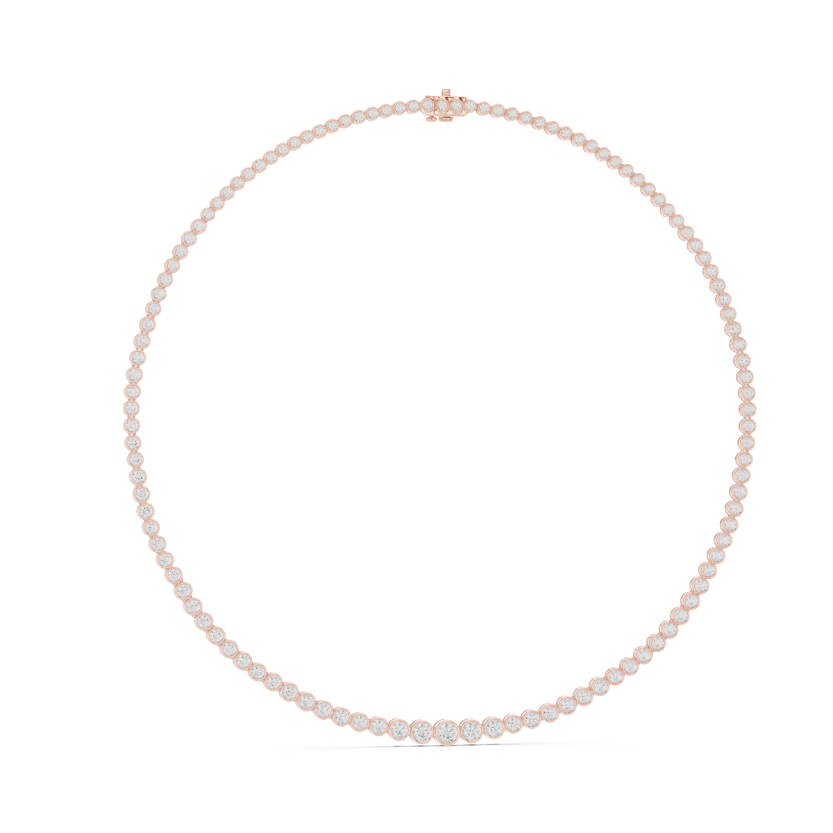 Graduated Bezel Round Necklace in rose 925 sterling silver, view 1