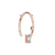 Open Circle Emerald Cut Moissanite Pendant in rose 925 sterling silver, view 3