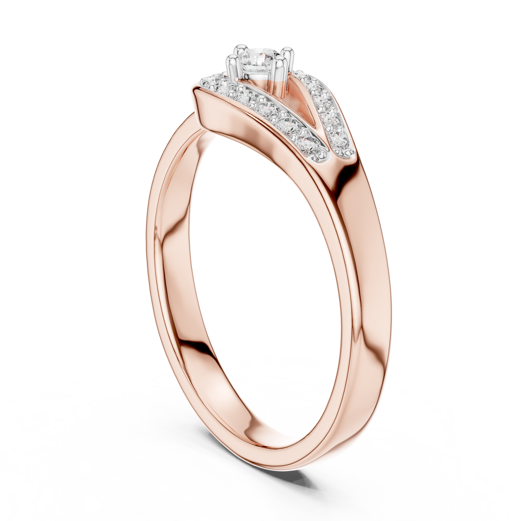 Pavé Teardrop Loop Moissanite Ring in rose 925 sterling silver, view 1