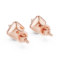 Round moissanite petal frame stud earrings in rose 925 sterling silver, view 3