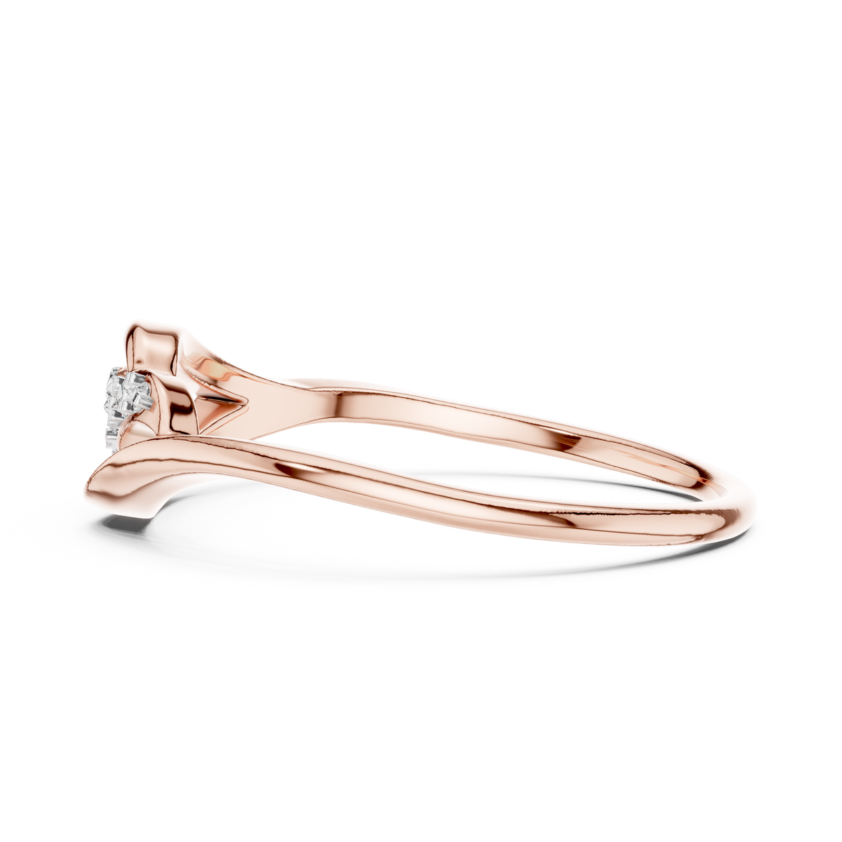 Open Leaf Wave Moissanite Ring in rose 925 sterling silver, view 3