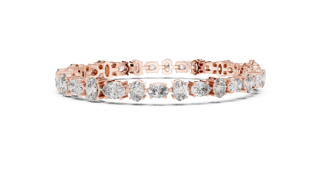 Oval Moissanite Tennis Bracelet in rose 925 sterling silver, view 4