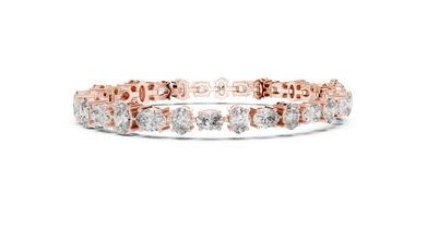 Oval Moissanite Tennis Bracelet in rose 925 sterling silver, view 4