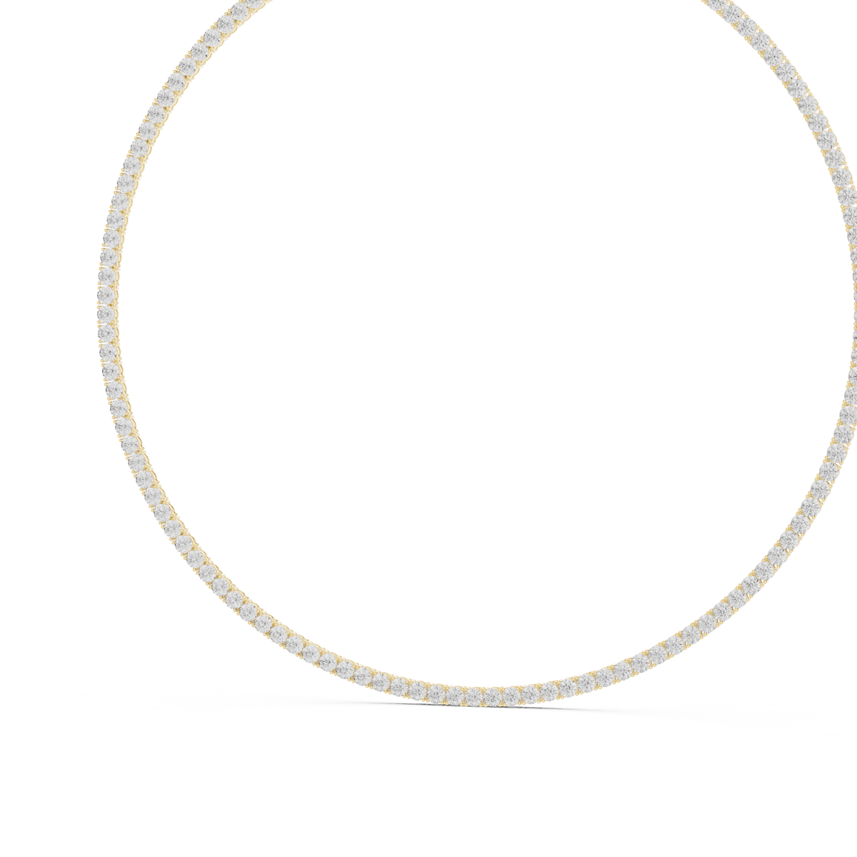 4mm Round Tennis Necklace in yellow 925 sterling silver, view 2