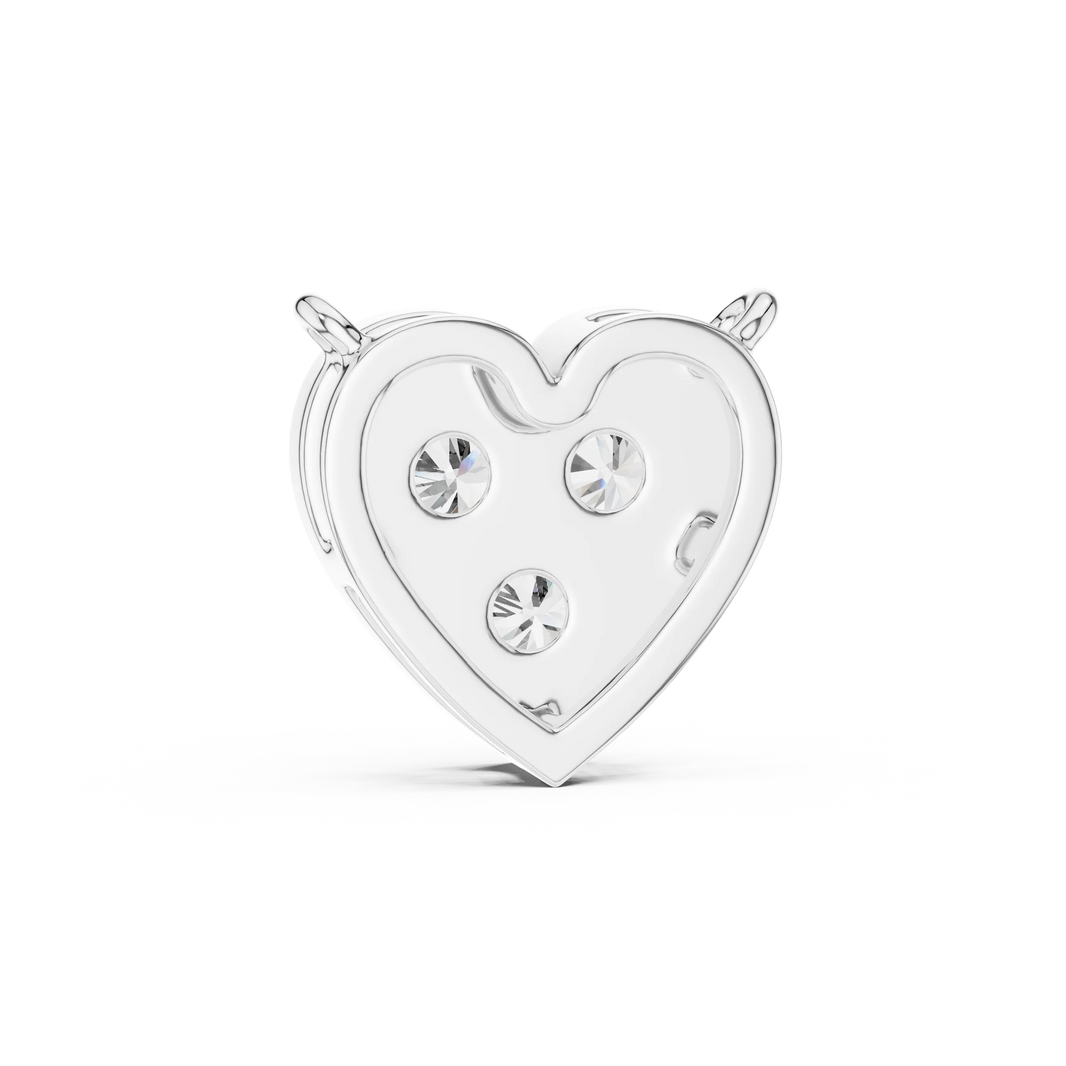 Heart Three Stone Moissanite Pendant in white 925 sterling silver, view 4