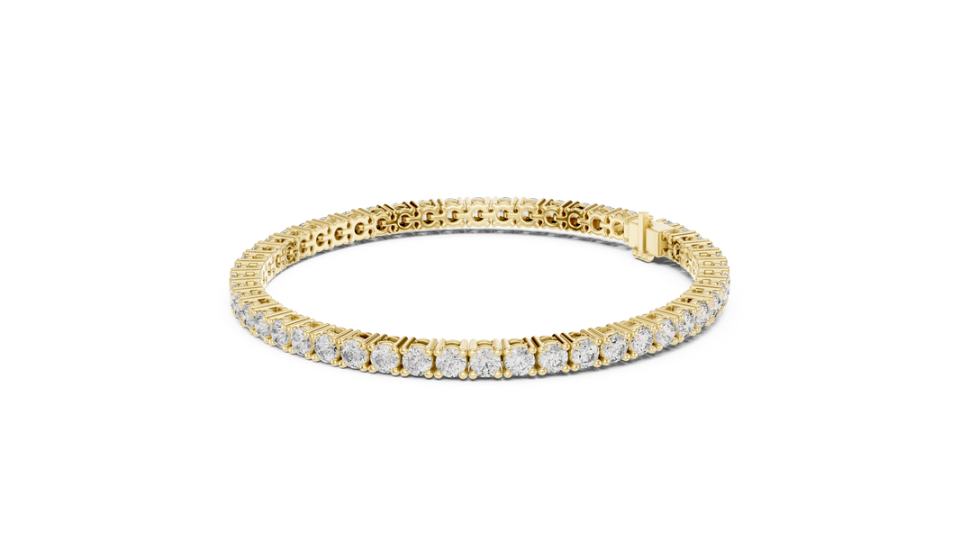 Round Moissanite Classic Tennis Bracelet in yellow 925 sterling silver, view 2