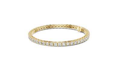 Round Moissanite Classic Tennis Bracelet in yellow 925 sterling silver, view 2
