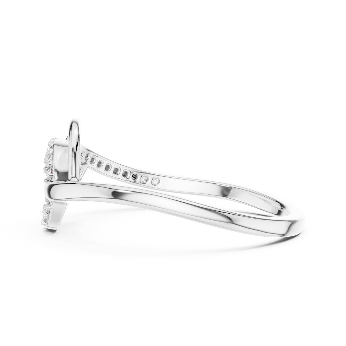 Swirl Loop Bypass Moissanite Ring in white 925 sterling silver, view 3