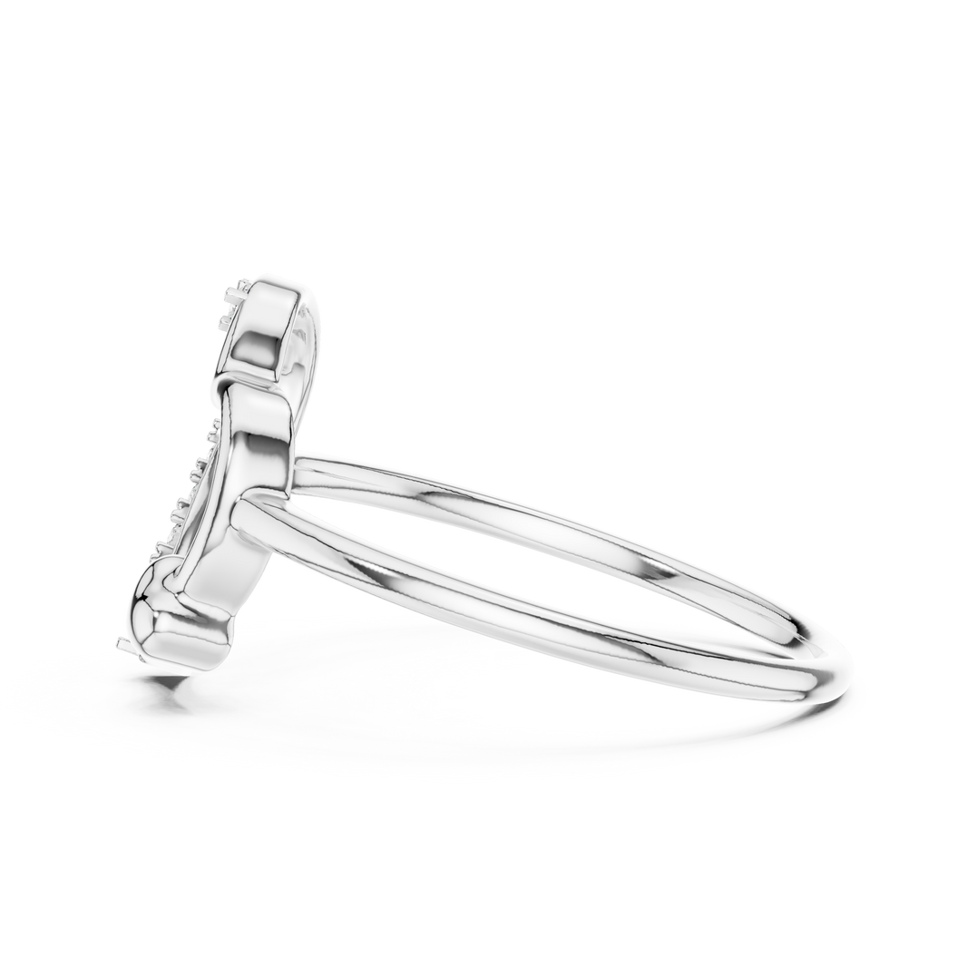 Tilted Pavé Heart Moissanite Ring in white 925 sterling silver, view 3