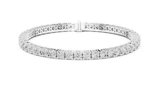 Round Moissanite Classic Tennis Bracelet in white 925 sterling silver, view 1