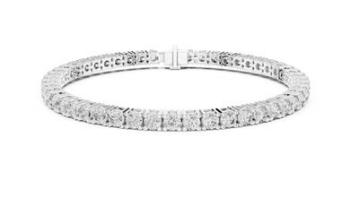 Round Moissanite Classic Tennis Bracelet in white 925 sterling silver, view 1