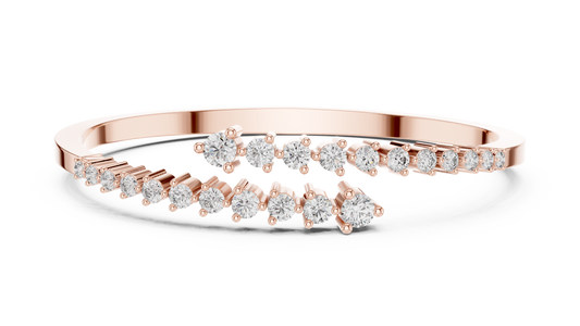 Graduated Round Moissanite Bypass Bangle in rose 925 sterling silver, view 1