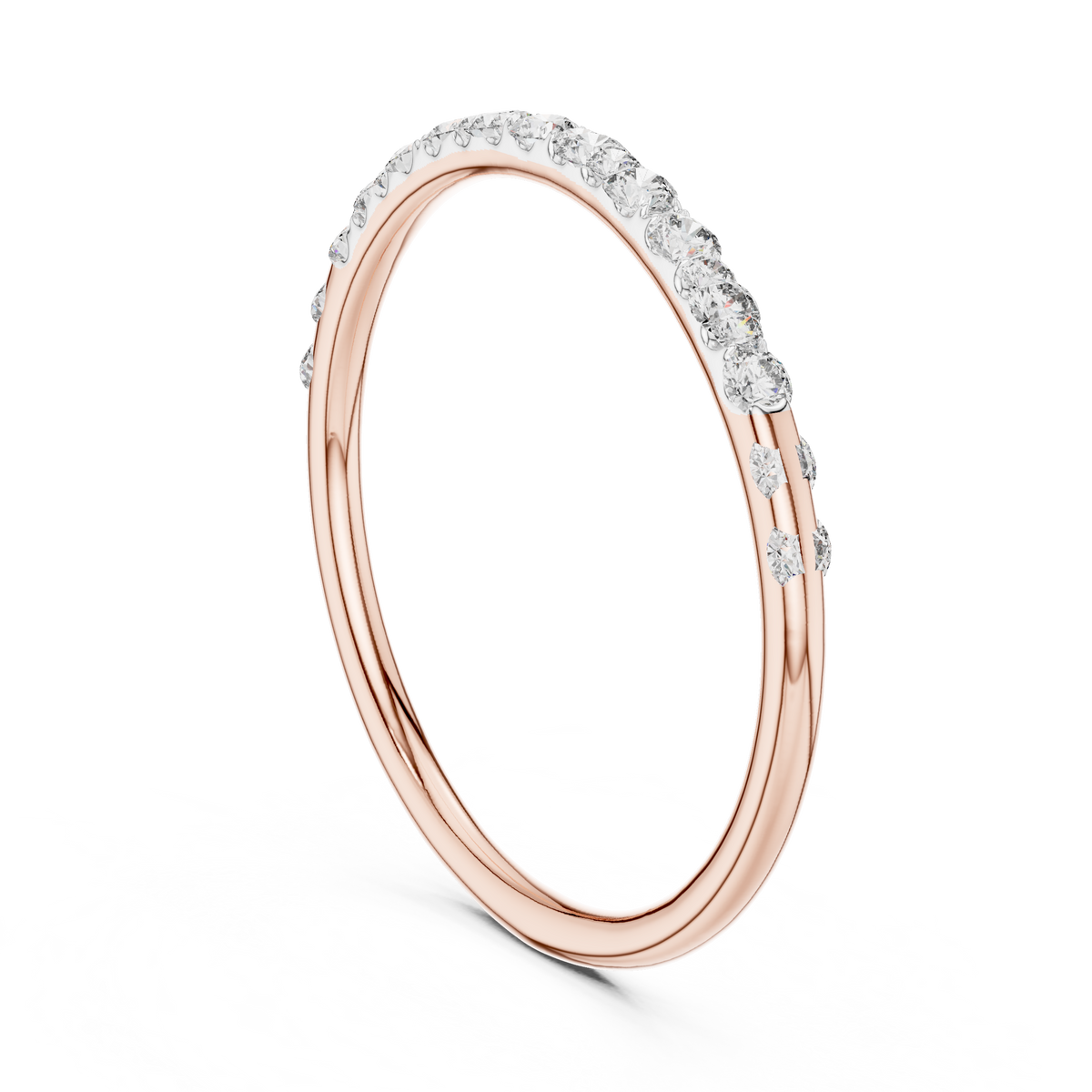 Dainty Pavé Moissanite Half Eternity Band in rose 925 sterling silver, view 1