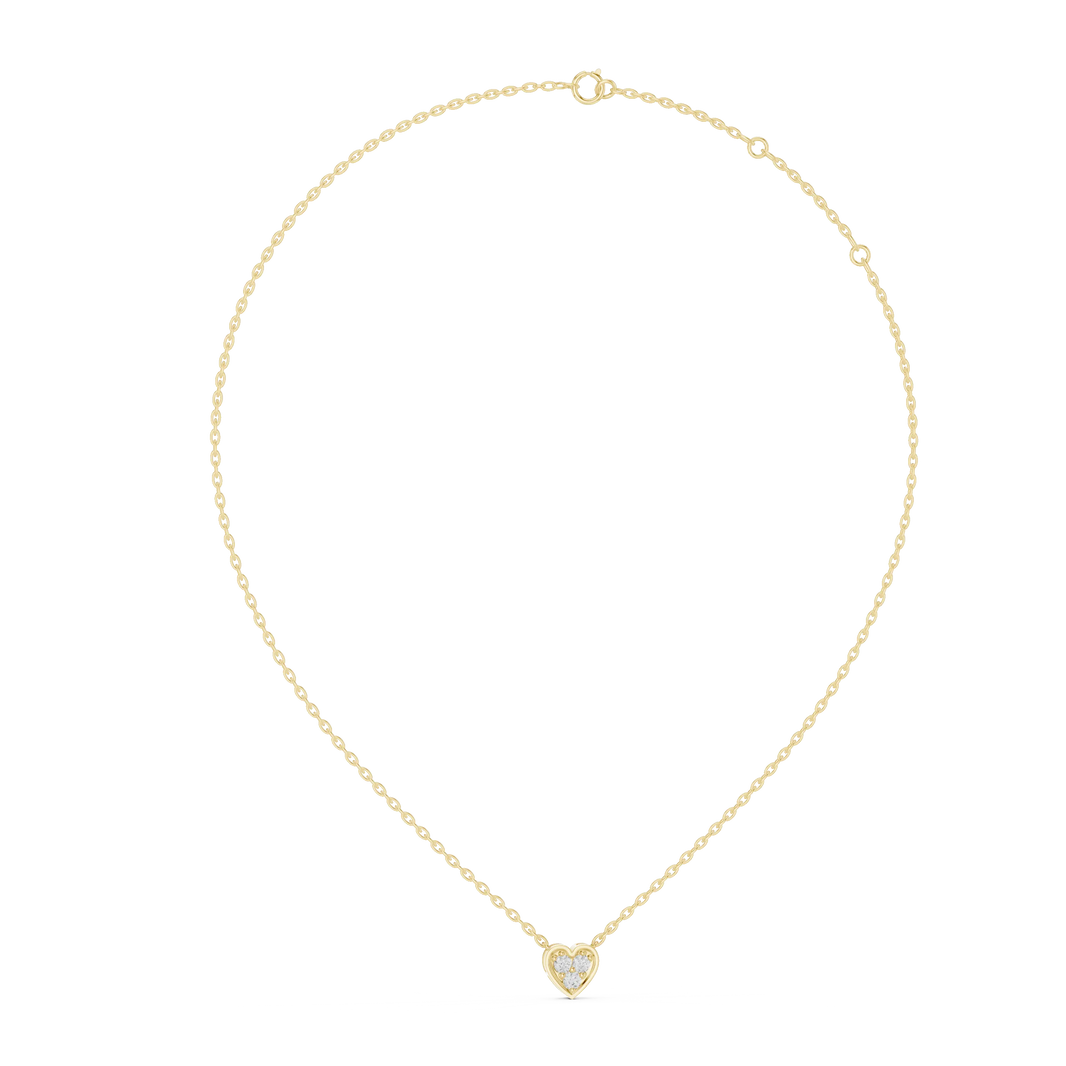 Heart Three Stone Moissanite Pendant in yellow 925 sterling silver, view 1