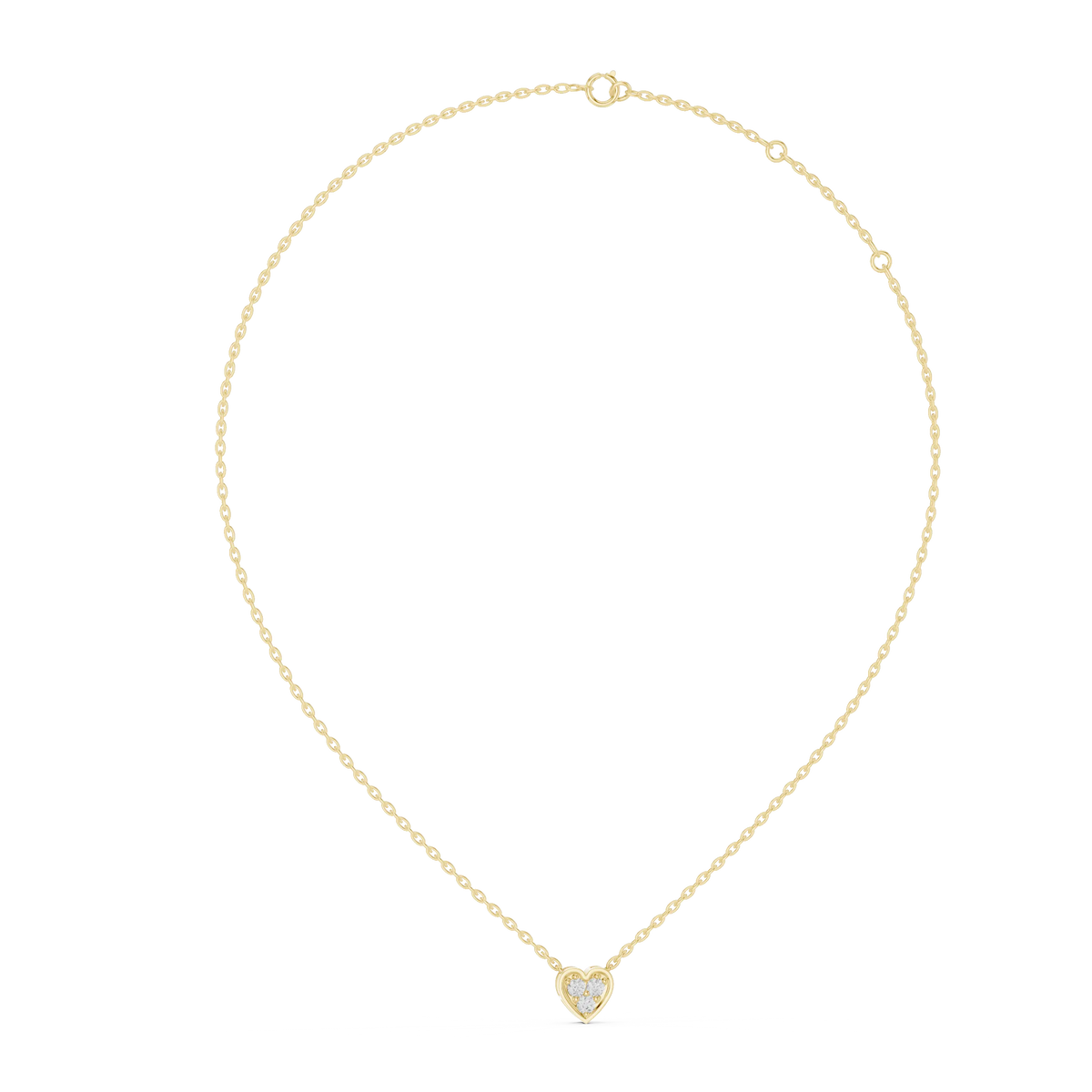 Heart Three Stone Moissanite Pendant in yellow 925 sterling silver, view 1
