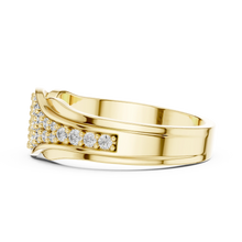 Pavé Crossover Moissanite Band in yellow 925 sterling silver, view 3