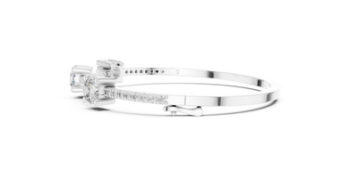 Three Stone Moissanite Bangle in white 925 sterling silver, view 4