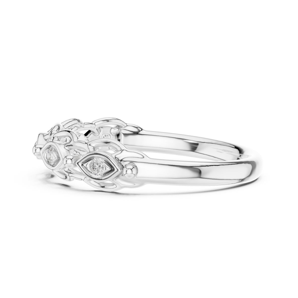 Linked Eye Moissanite Band in white 925 sterling silver, view 3