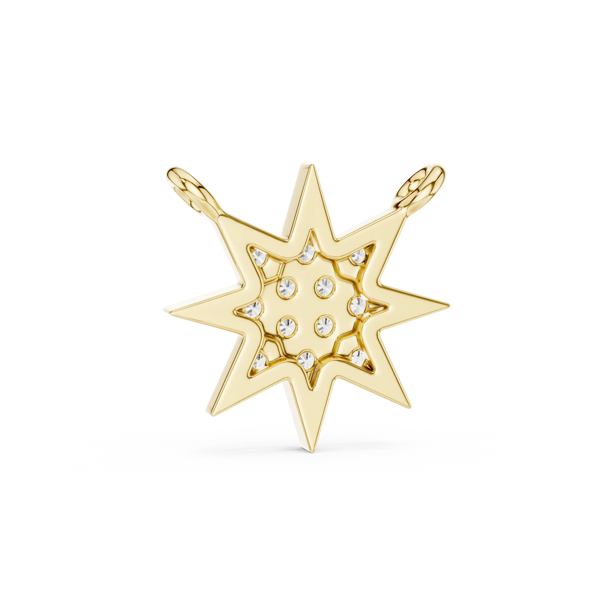 Starburst Pavé Moissanite Pendant in yellow 925 sterling silver, view 4
