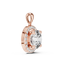 Large Round Halo Moissanite Pendant in rose 925 sterling silver, view 3