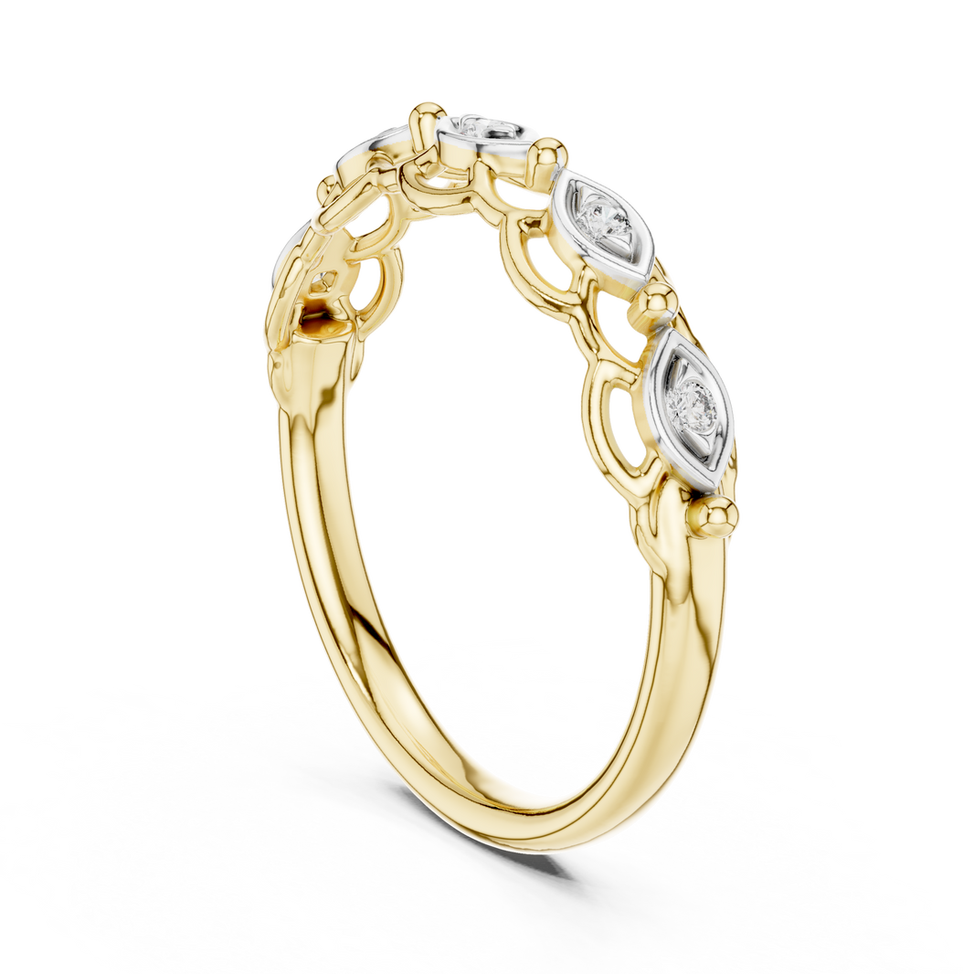 Linked Eye Moissanite Band in yellow 925 sterling silver, view 1