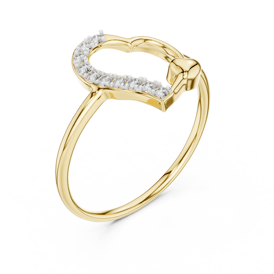Tilted Pavé Heart Moissanite Ring in yellow 925 sterling silver, view 2