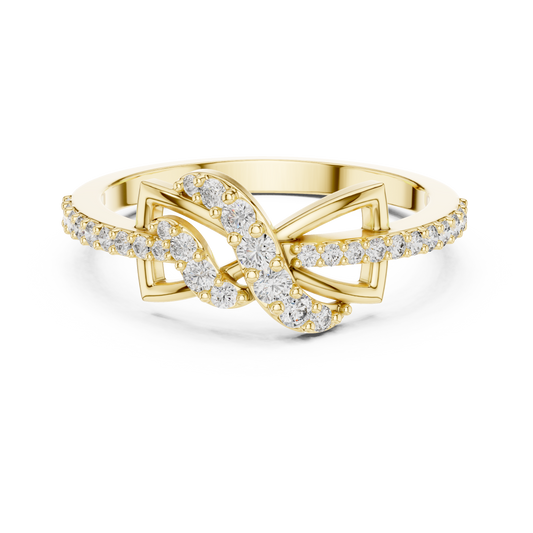 Infinity Bow Pavé Moissanite Ring in yellow 925 sterling silver, view 4