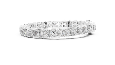 Princess Cut Moissanite Tennis Bracelet in white 925 sterling silver, view 4