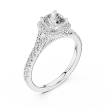 Cushion Halo Moissanite Engagement Ring in white 925 sterling silver, view 2