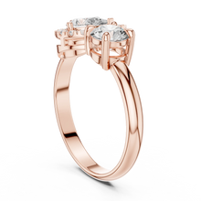 Pear Halo and Round Toi et Moi Moissanite Ring in rose 925 sterling silver, view 1