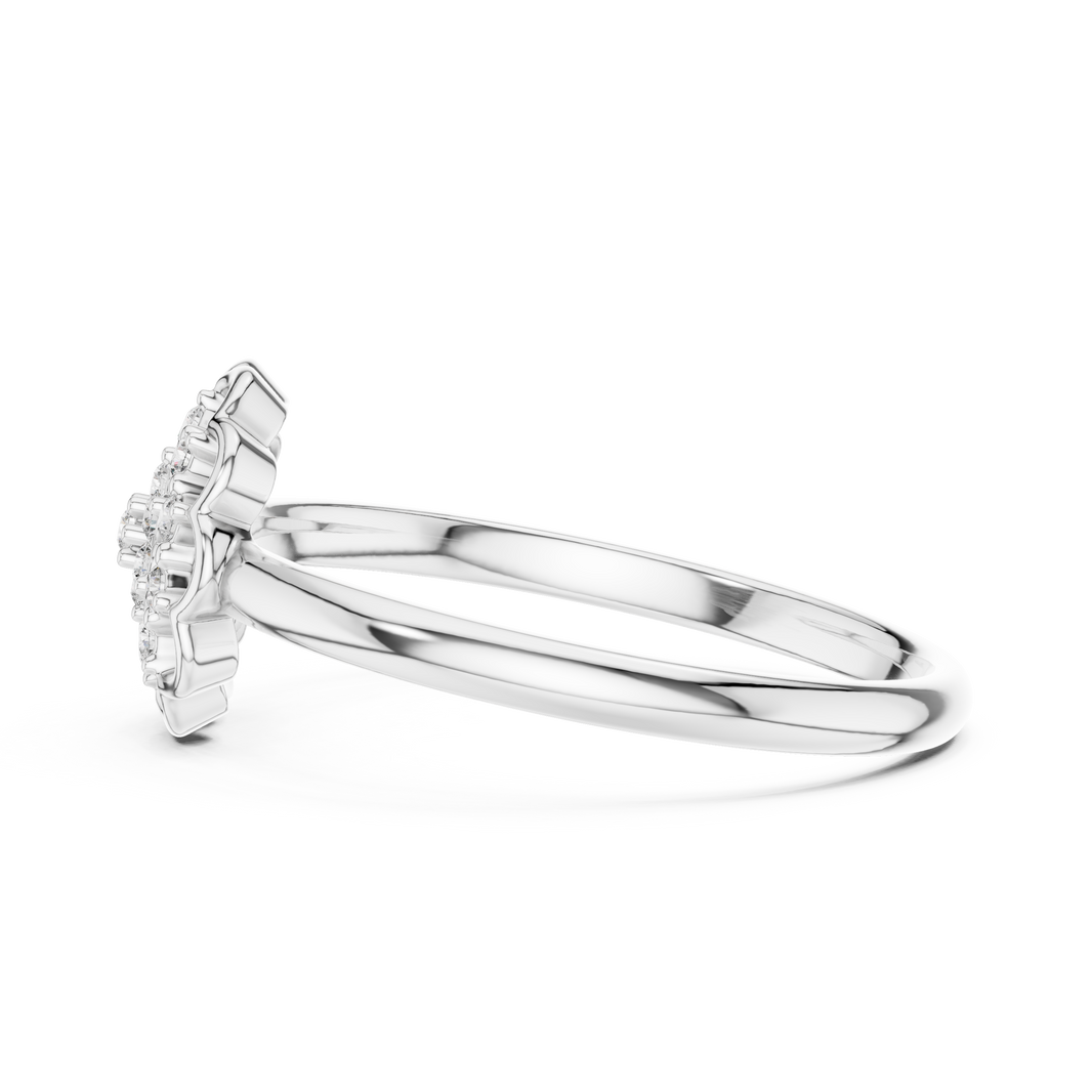 Scalloped Flower Pavé Moissanite Ring in white 925 sterling silver, view 3