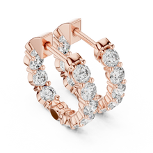 Moissanite inside out hoop earrings in rose 925 sterling silver, view 2