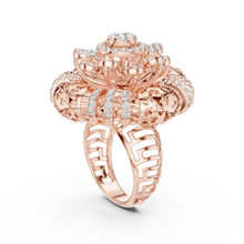 Flower Cluster Moissanite Cocktail Ring in rose 925 sterling silver, view 1