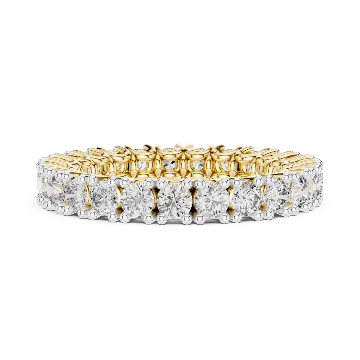Full Eternity Moissanite Band in yellow 925 sterling silver, view 3
